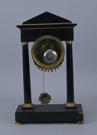Empire-style portico clock in black marble...