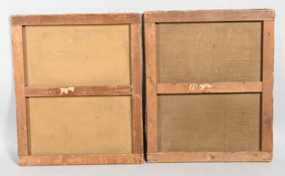 Pair of portraits of a prominent figure and...