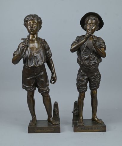Paire de bronzes « Charmeur de Lézards »...