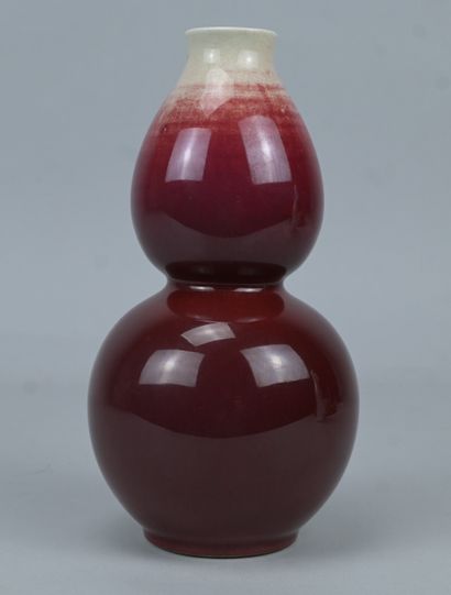 Vase chinois de forme gourde en porcelaine...