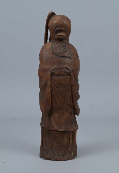 Sculpture chinoise en bambou représentant...