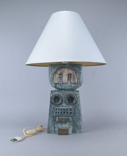 Lampe de table sculpturale en céramique émaillée...