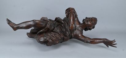 Pair of Baroque carved wooden angels, 17th...