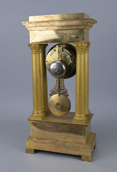 Four-column portico clock in mercury-gilded...