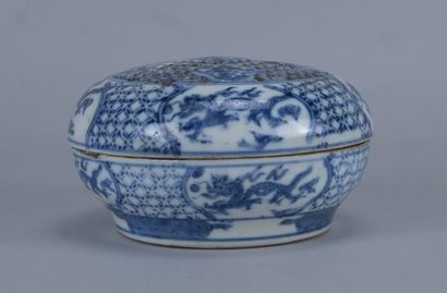 Brûle-parfum couvert en porcelaine bleu et...