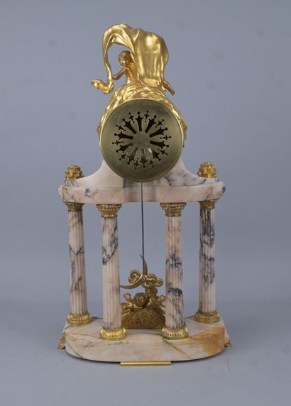 Louis XVI-style portico clock in marble and...