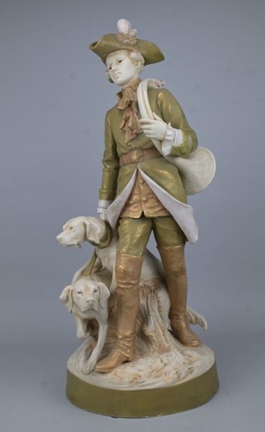 Grande statuette en porcelaine polychrome...