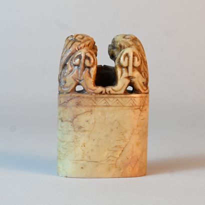 Chinese steatite seal with lions, 19th century
Chinese...