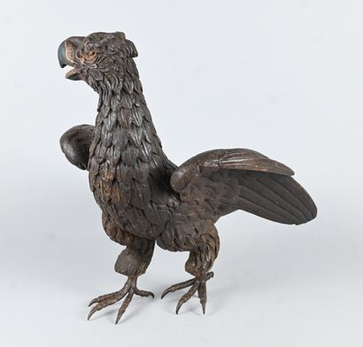 Carved wooden eagle, iron talons, Continental...