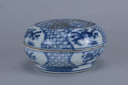 Brûle-parfum couvert en porcelaine bleu et...