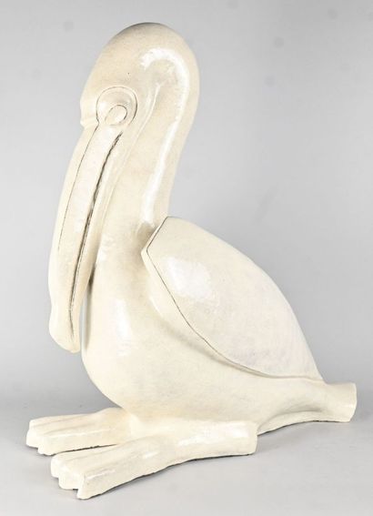 Sculpture animalière en grès émaillé représentant...