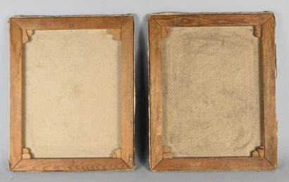 Pair of bourgeois portraits – oil on canvas,...