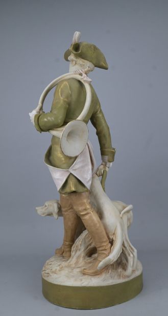 Grande statuette en porcelaine polychrome...