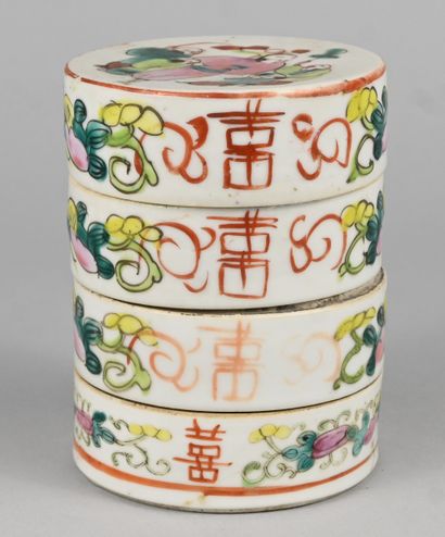 Boîte cylindrique chinoise en porcelaine...