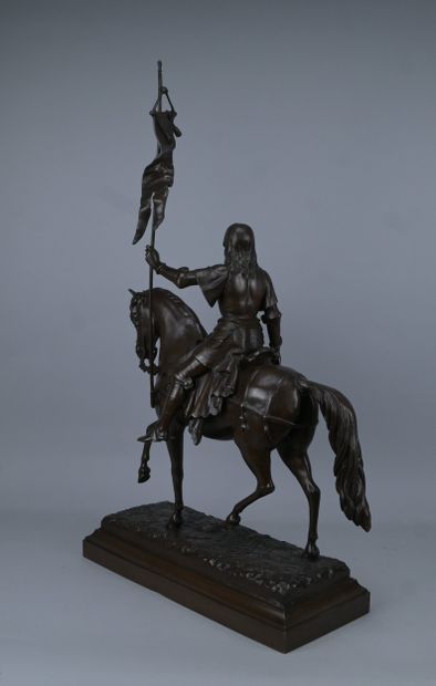 Jeanne d’Arc à cheval portant l’étendard,...