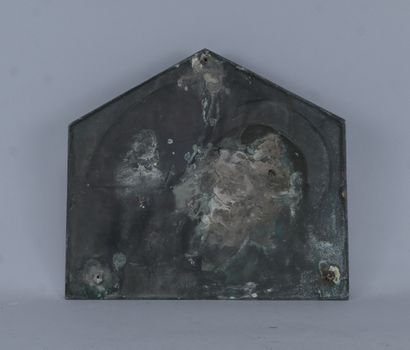 Plaque murale en bronze à décor du Christ,...