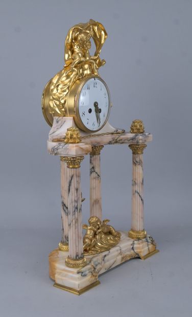 Louis XVI-style portico clock in marble and...