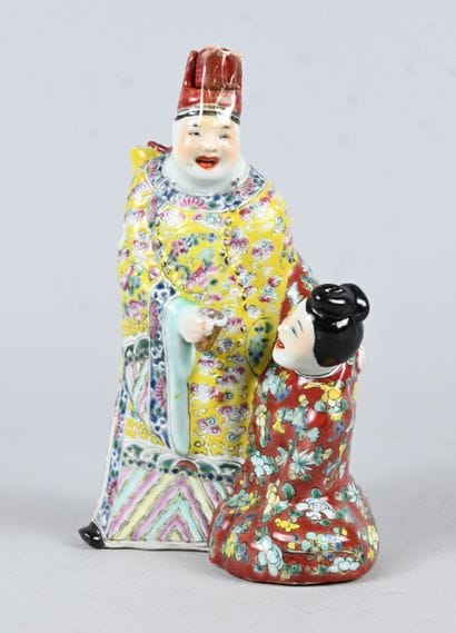 Flacon anthropomorphe chinois en porcelaine...