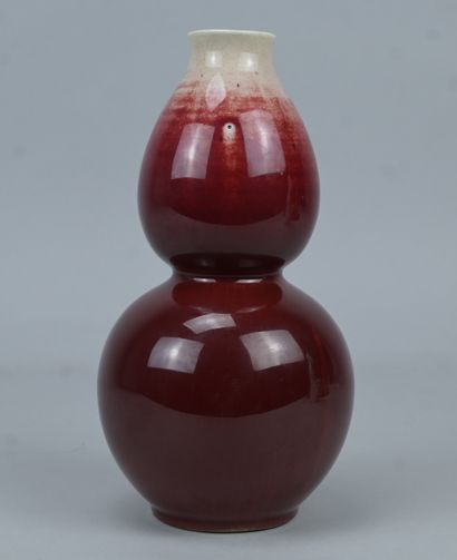 Vase chinois de forme gourde en porcelaine...