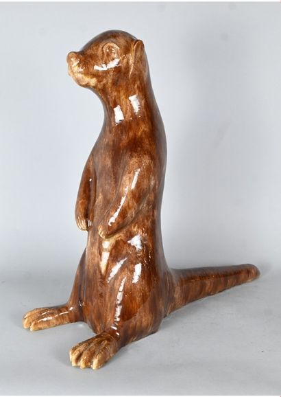 Sculpture animalière en grès émaillé représentant...