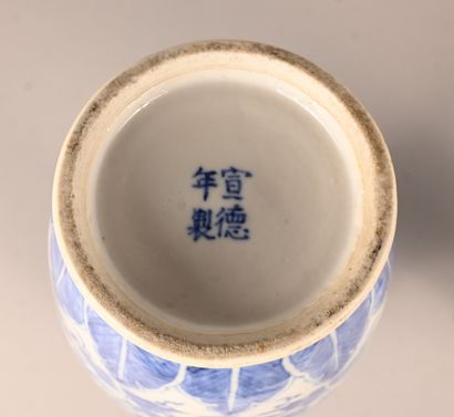 Paire de vases chinois en porcelaine bleu...