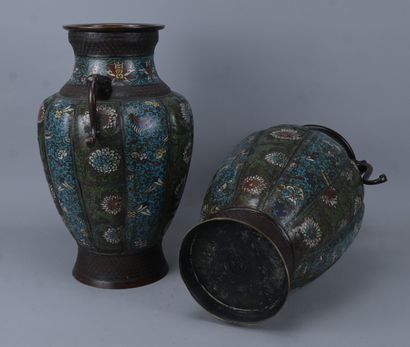 Paire de vases chinois en cloisonné à décor...