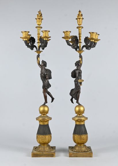 Paire de candélabres Empire / Charles X en...