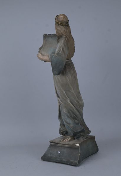 Allegory of Music in patinated plaster, early...