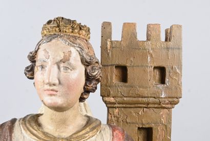 Saint Barbara, oak sculpture, Flanders 17th...