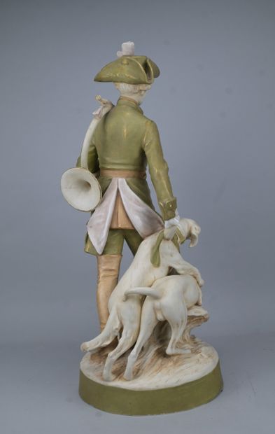 Grande statuette en porcelaine polychrome...