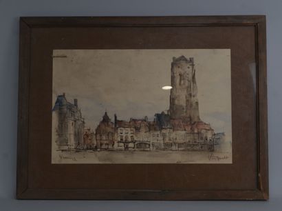 Van Guitt (actief begin 20e eeuw) – Stadsgezicht...