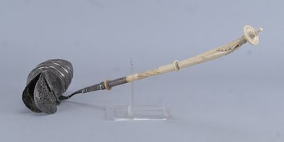19th-century silver snail serving spoon with...
