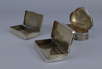 Three engraved silver boxes, 19th century
A...