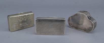 Three engraved silver boxes, 19th century
A...