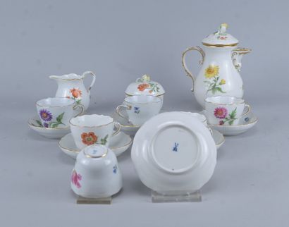 Service à café Meissen en porcelaine à décor...