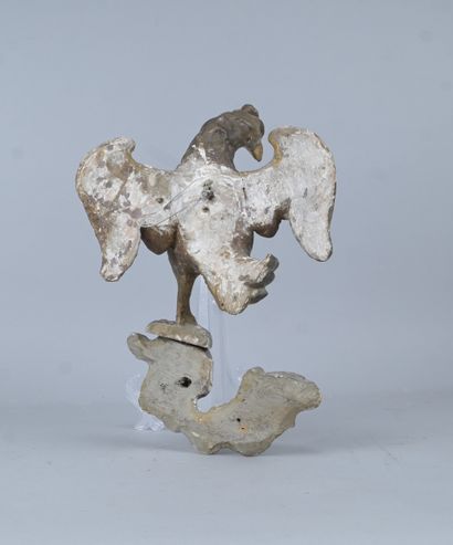 Coq de clocher en bois sculpté et polychromé,...