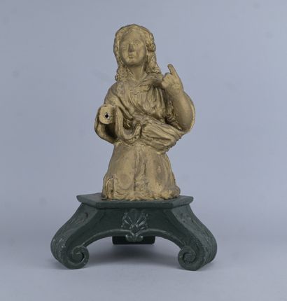 Ange agenouillé en bois sculpté, époque baroque,...