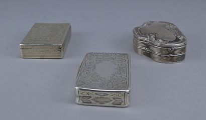Three engraved silver boxes, 19th century
A...