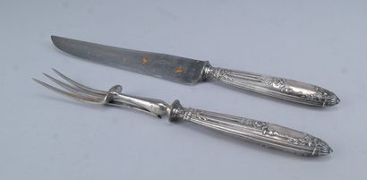 Louis XVI-style carving set in silver and...