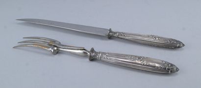 Louis XVI-style carving set in silver and...