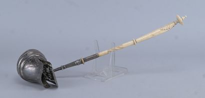 19th-century silver snail serving spoon with...
