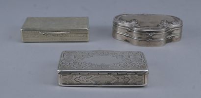 Three engraved silver boxes, 19th century
A...