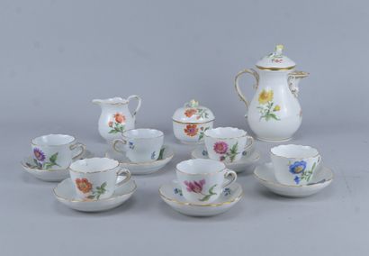 Service à café Meissen en porcelaine à décor...