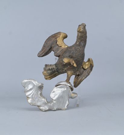 Coq de clocher en bois sculpté et polychromé,...