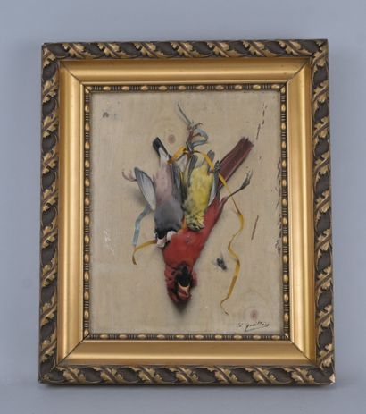 Nature morte aux oiseaux, signée Édouard...