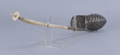 19th-century silver snail serving spoon with...