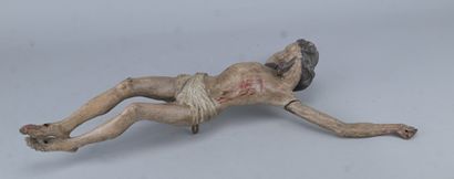 Christ en croix, corpus en bois sculpté attribué...