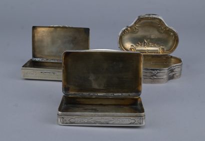 Three engraved silver boxes, 19th century
A...