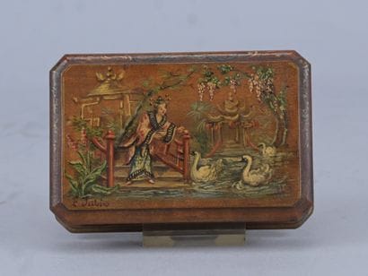 Boîte en bois - peint à décor orientaliste...