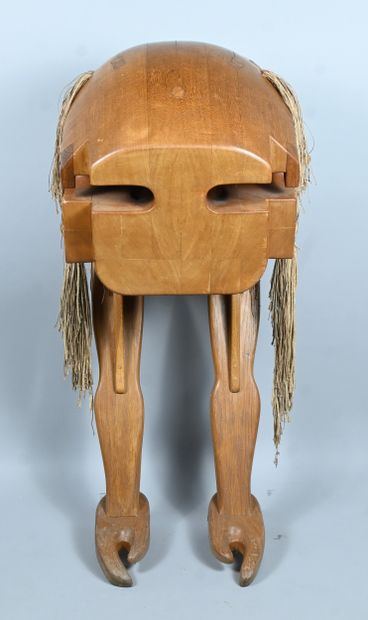 Large zoomorphic wooden sculpture depicting...